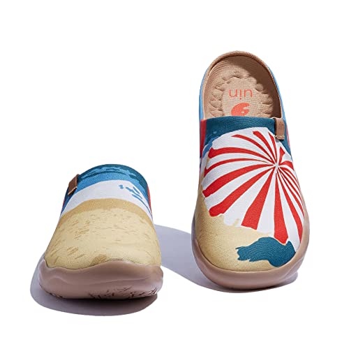 Image of UIN Slipper Woman Travel Art Painted Shoes Wide Toe Casual Home Slip On Mules Malaga