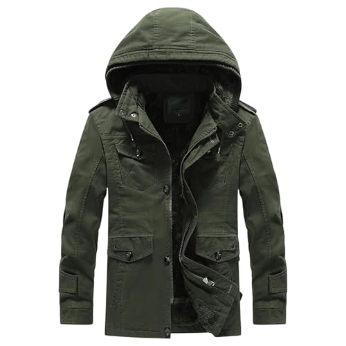 Veste d'hiver homme épaisse et chaude à capuche multi-poches en polaire