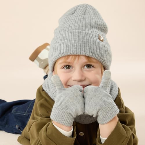 Kids Beanie Hats- Warm Winter Hats for Boys and Girls Stretchy Fleece Cap with Double-Layer3