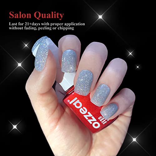 Ozzeal Reflective Glitter Gel Polish,0.5 Fl Oz Baby Blue Glitter Gel Nail Polish Spring Summer Sparkle Gel Nail Polish Diamond Shimmer Glitter Gel Polish Soak Off Uv Led Light For Nail Art Diy Manicure #TOP3