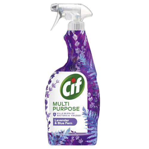 Cif Multipurpose Spray Lavender Blue Fern 750ml pack of 1 Antiseptic Hygiene Surface Kitchen Bathroom Cleaner Disinfectant with Welari Thank You Card | (1pack) (750ml)