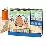 スタンディングデスクカレンダー – 2026 スタンドディスプレイプランナー、カピバラ漫画のテーマ、デスクトップ月間オーガナイザー、気まぐれな動物イラスト計画システム、直立デザイン | スタンディングデスクカレンダーホームオフィス用のデイリーアクセサリー