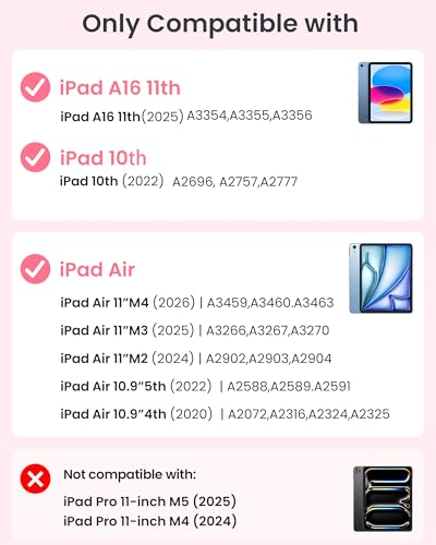 Image of typecase for iPad A16 11th /10th, Air 11 Inch M4 /M3 /M2 /5th /4th Keyboard Case | Magnetic Detachable Keyboard, Portrait /Landscape Modes, Multi-Touch Trackpad, 11-Color Backlit, Ultra-Light, Pink