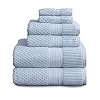 NY Loft 100 Cotton Towel Set 6 Piece Super Soft Absorbent Quick Dry 2 Bath Towels 2 Hand Towels 2 Washcloths Textured and Durable Cotton Trinity Collection 6 Piece Set Chambray Blue