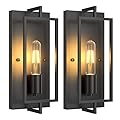 Farmhouse Black Wall Sconces, Vintage Wall Sconces Lighting Set of 2, Indoor Rustic Hardwired Wall Decor for Living Room Bedroom Hallway