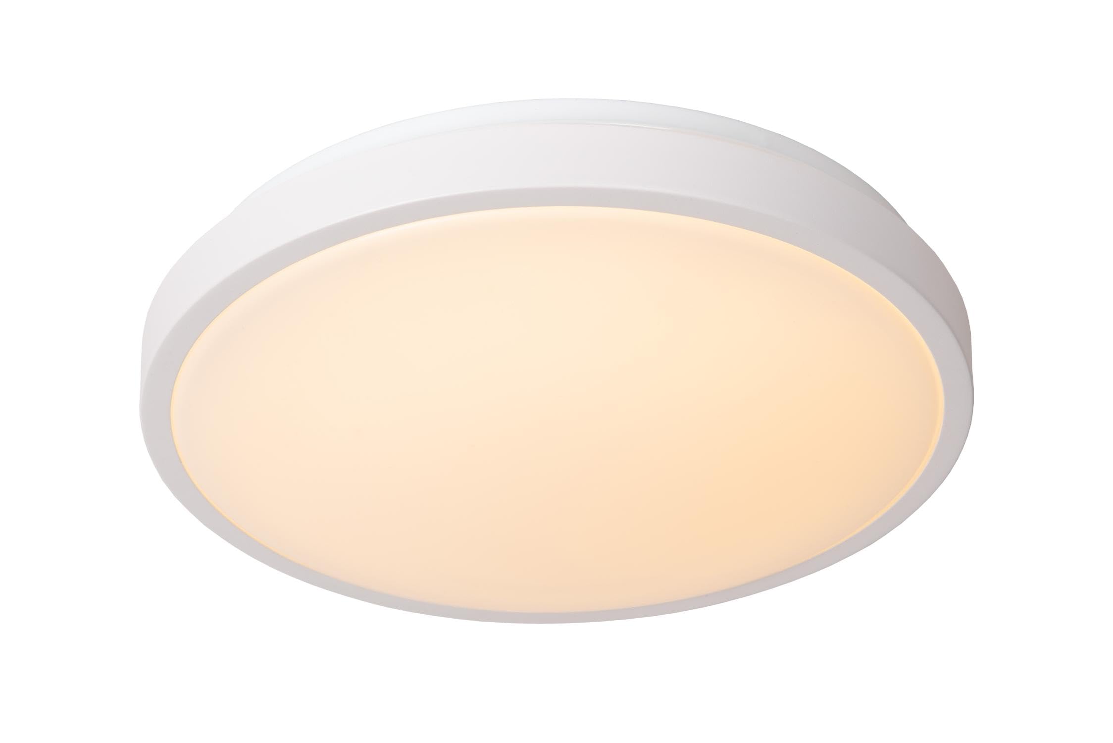 LUCIDE DASHER - Plafonnier Salle de bains - Ø 34,​8 cm - LED - 1x18W 2700K - IP44- Détecteur De Mouvement & Jour/​Nuit - Blanc