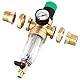QWORK® Druckminderer Wasser 1 Zoll, Wasserdruckminderer mit Manometer, Messing Druckminderventil mit Selbstreinigendem Siebfilter