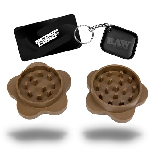 RAW Gripper Grinder - Spice Mill - Medium Grind V2 + RAW Tiny Matte Black Murder'd Tray KeyChain - Unique Collectible