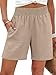 ANRABESS Linen Shorts for Women Casual Summer High Waisted Wide Leg Lounge Beach Vacation Shorts with Pockets Light Khaki Medium