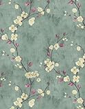 Safiyya 197'x17.7' Green Floral Peel and Stick Wallpaper Vintage Contact Paper Removable Self-Adhesive Wall Paper for Bedroom Vinyl Roll