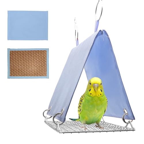 Image of Bird Tent with Removable Pad Easy to Clean, Bird Toys Swing Parrot Hammock for Cockatiels Conures - Hanging Cage Bed Waterproof, Chew-Proof for Parakeets Lovebirds, Blue