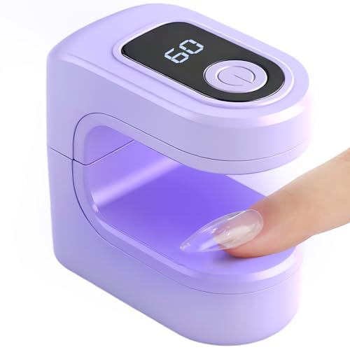 Mini Lámpara Led Ultravioleta para Uñas de Gel - Secador y Curador Ligero para Esmalte de Gel - Ideal para Viaje (Violeta)