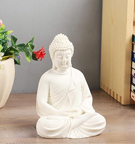 Image of Pot's & Plant's Handcrafted Polymarble Meditation /Dhyan Buddha Statue Lord Figurine /Idol (5.5-inch) (White)