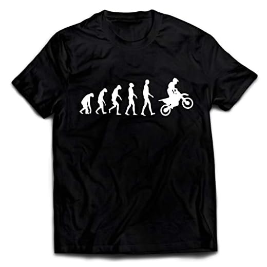 lepni.me Camisetas Hombre evolución del Motocross, Camisa de la Motocicleta, Desgaste de Las Carreras de Motos, Moto de Carretera (Large Negro Blanco)