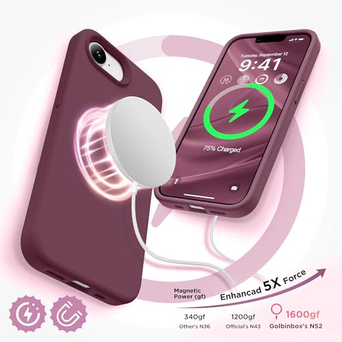 Image of GolbinBox Magnetic for iPhone 17e /16e Case, Silicone Cover, Wine Red