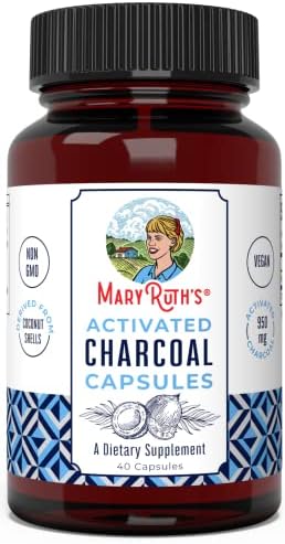 MaryRuth Organics, Activated Charcoal Capsules, Supplement for Natural Detoxification, Alleviates Gas, Derived from Coconut Shells, Vegan, Non-GMO, Gluten Free, 40 Count