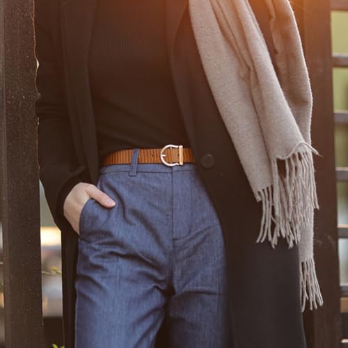 Skinny Casual Leather Belts for Women, Snake-Pattern Ladies Fashion Belts Thin Waist Belt for Jeans,Brown,100CM/39.4''3