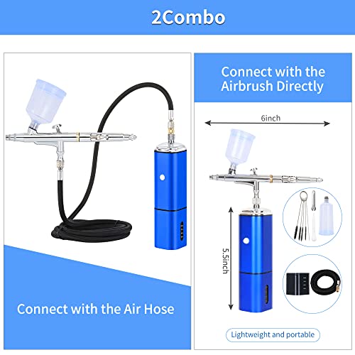 Image of Cordless Airbrush Kit with Compressor Dual Action Rechargeable Detachable Air Brush Gun Portable for Makeup Art Painting Craft Cake Tattoo Model Barber with Two Replacement Batteries