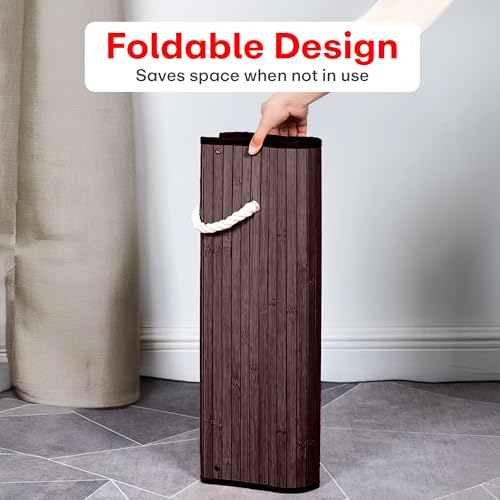 Image of Rioware Bamboo laundry bag basket for clothes with lid toy storage organiser box foldable Square Home Organizer and Storage | Eco Friendly | Compact and Easy to carry- Dark Brown Econest