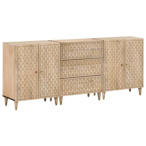 vidaXL Aparador 2 pzas, Muebles Auxiliares con Almacenamiento, Armarios Consolas, Cajoneras para Salón Hogar, Madera Maciza de Mango