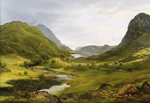 Cuadro Thirlmere di John Glover Pintura Decorativa de Paisaje Famoso para Sala 60x90cm