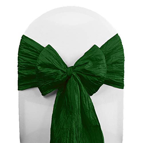 YOUR CHAIR COVERS - Crinkle Taffeta Chair Sashes Hunter Green (Pack of 10), Chair Sashes for Weddings, Events, Hotels and Catering Services