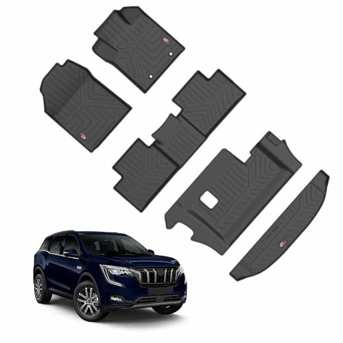 Image of GFX 3D Life Long Car Floor Mats, Compatible with XUV-700, 6 Seater with Trunk (2021) Onwards, Black, Set of 5