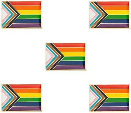 Pack 5 Progress Pride Lapel Pin Brooches Pins Flag badge Brooch Badges (Progress Pride)