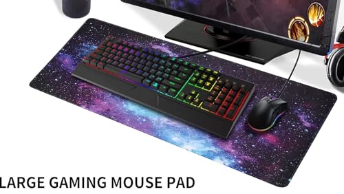 Image of Large XXL Gaming Mouse Pad 900 x 400 x 3 mm, Extended Mouse Pad with Galaxy Print, Stitched Edge, Non Slip Rubber Base, Desk Mat for Gaming, Laptop, Computer, Office & Study(1-pcs)