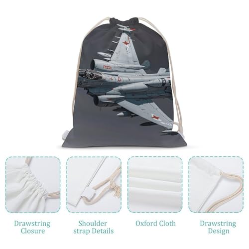 Jet Fighter Drawstring Backpack Gym Bag Lightweight Sackpack Gift for Hiking Travel Beach Shopping4