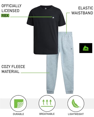 RBX Boys' Active Jogger Set - 2 Piece Hooded Short Sleeve T-Shirt and Fleece Joggers (Size: 4-12)2