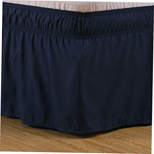 Funda de cama con falda plisada azul oscuro para colchón twin 6
