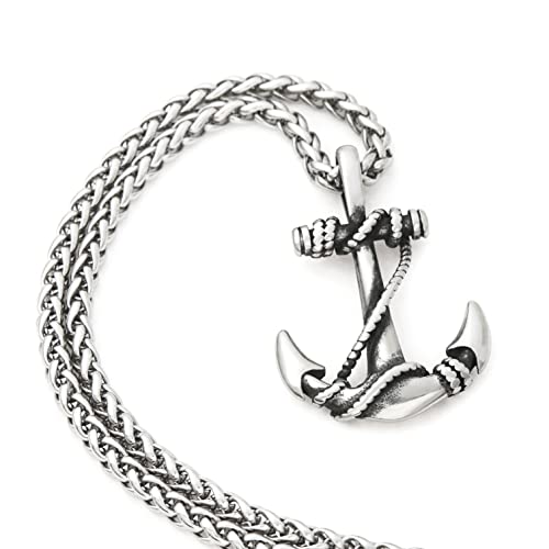 Nautical Rope And Anchor Necklace Stainless Steel Pendant Keel Chain Anchor Jewelry Accessory Men Women3
