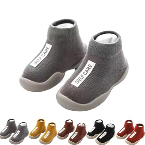 Tiny Explorings Sock Shoes,Baby Walking Shoes,Toddler Non-Slip Breathable Warm Elastic Shoes for Baby Boy Girl 6-24 Months (18-24 Months Infant,Gray)