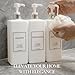 Shampoo and Conditioner Dispenser - Modern Design Large 27oz Shower Soap Dispenser Set of 3, Refillable Empty Plastic Pump Bottles for Bathroom, 6 Waterproof Labels Included, White & Silver