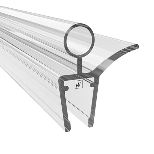 WAKA Premium Duschtür & Duschlippe PRO-K Duschdichtung Optisch Transparent Dichtung Dusche Glastür 6-8mm 100cm Duschkabine & Duschtürdichtung kompatibel mit einer Schwallschutzleiste Dusche