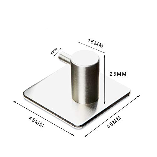 Image of 3M Adhesive Wall Hooks - 6 Pack SUS304 Stainless Steel Hangers| Brushed Heavy Duty Wall Hooks| for Towels Keys Robes Hooks On Door Wardrobe Closet Bathroom Kitchen