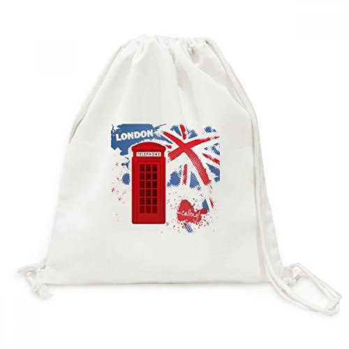 Sac cordon en toile Londres cabine rouge pour voyage et loisirs