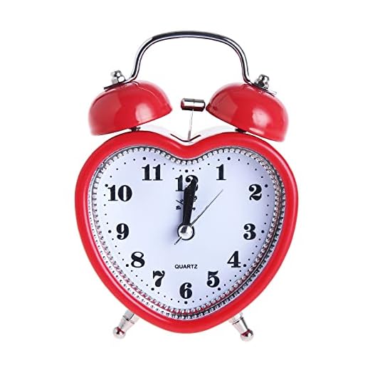 SHISEDECO 3 Inches Cute Twin Bell Loud Alarm Clock Silent Analog Quartz Nightlight Tableclock Battery Operated for Kids, Seniors, Heavy Sleepers, Decorations for Bedroom, Living Room (Red)