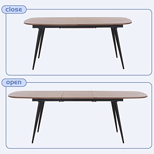 Lyuhome Extendable Dining Table, Mid Century Modern Kitchen Dinner Table Oval Wood Table, Dining Room Table For 4 6 8 With Metal Legs For Kitchern And Living Room (Walnut) #TOP7