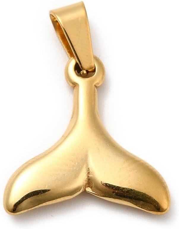 10Pcs Stainless Steel Fishtail Charms Golden Whale Sea Animal Tails Charms for Jewelry Making Necklace Bracelets DIY Crafts