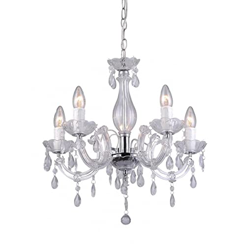 Image of Zumaline Magnolia Multi Arm Chandelier, Transparent, 5X E14