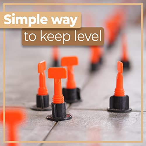 Retoo 50 Stück Fliesen Nivelliersystem 30x65 mm mit Spezialschlüssel, Wiederverwendbar Fliesenkeile Nivellierer Set, Fliesen Verlegehilfe Werkzeug Fliesenleger Zubehör, Fliesenkreuz Level System