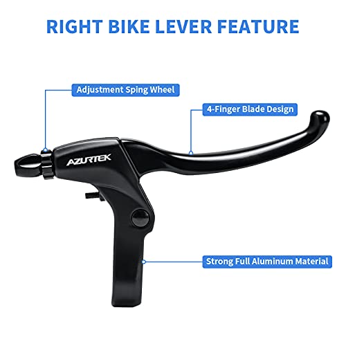 Rujoi Brake Lever With Bike Bicycle Bell Set,1 Pair Aluminum Alloy Bicycle Brake Handle With Crisp Bell On Left Include 2 Set Bike Brake Cable Wire And Housing For Mountain, Road Bike, Folding Bike #TOP1