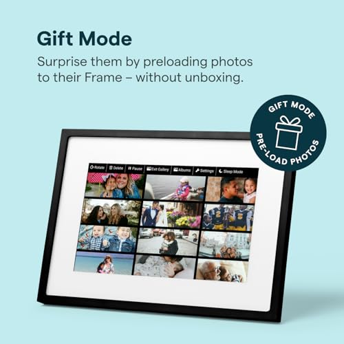 Image of Skylight Digital Picture Frame 2 - 10 inch Full HD Wi-Fi Touch Screen, 16GB Digital Photo Frame, Load Photos & Videos Directly from Phone, Anti-Glare, Ideal for Personalized Gifting, Black - w /NA Adapter