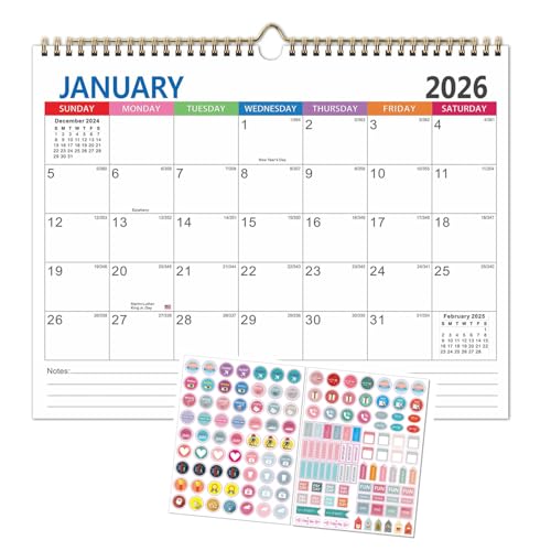 PINKE 2026-2027 Calendar - Wall Calendar from Jan. 2026 -Jun. 2027 18-Month Desk/Wall Calendar Family Weekly Planner 14.8 x 11.5 Hanging Calendar for Planning and Organizing for Home or Office