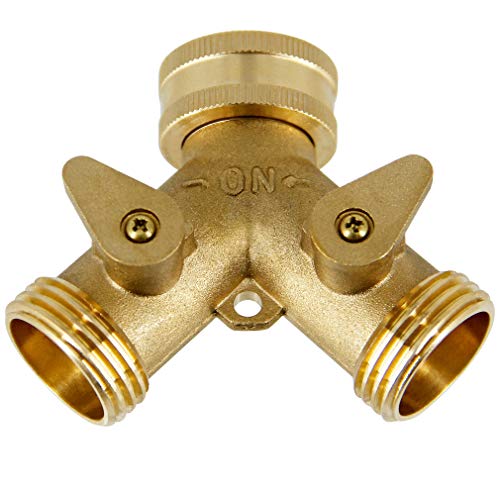 Atdawn 2 Way Brass Hose Splitter, 3/4" Brass Hose Connectors, Y Connector Garden Hose Adapter, 2 Pack #TOP1