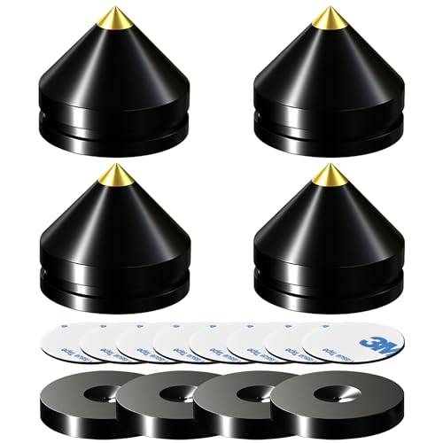 Tenlysound Hi-end Speaker Isolators Stand Feet Base Mats HiFi Speaker Spike Pads Aluminum Shock Absorber Vibration Dampener Audio Resonance Reducer for Subwoofer CD Record Player Amplifier Turntables