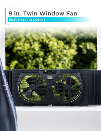 Image of BLACK+DECKER 9 inch Dual Window Fan with 2 Speed Levels, Double Window Fan with Mechanical Controls and Removable Feet Fan