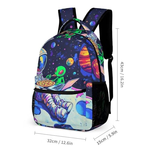 Astronaut Aliens Pizza Cute Backpacks Set Lightweight Lunch Bag Aesthetic Pencil Cases for Travel Work2